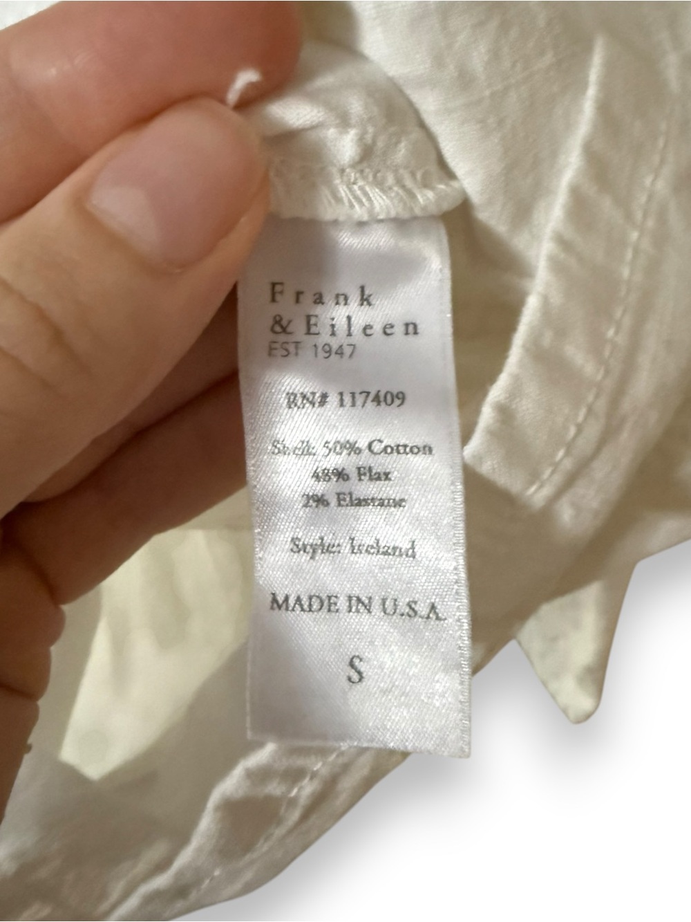 Frank & Eileen Ireland Play Suit White Italian Linen Romper Small Women’s - Picture 4 of 6